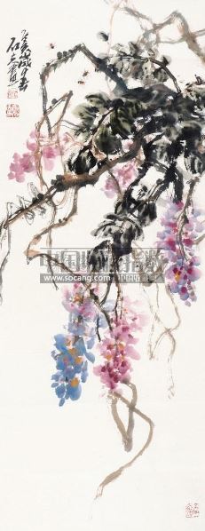 郭石夫 紫藤 镜心 设色纸本