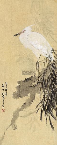 白鹭 立轴 设色绢本 - 123755 - 中国书画(二) - 2013年大众收藏拍卖