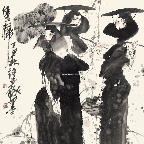 人物 立轴 设色纸本-钟增亚-当代中国画专场-2012秋季中国书画拍卖会