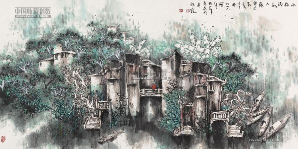 小桥流水人家 镜心 设色纸本-冯春明-中国当代书画(一-2013春季拍卖