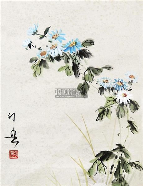 黄幻吾 小雏菊 立轴 设色纸本