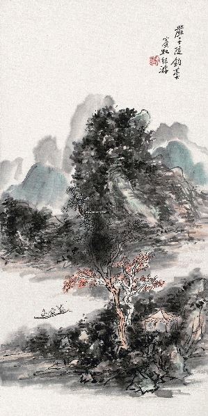 黄宾虹 严子陵钓台 镜心 设色纸本