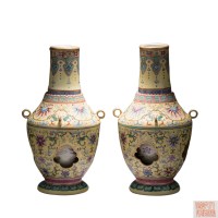 四系黄地粉彩转心瓶  -  - 瓷器专场 - 光大国际•艺术品拍卖会  -收藏网