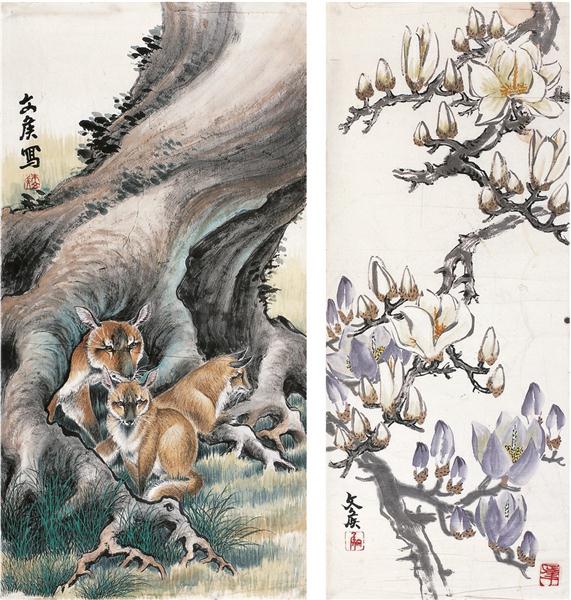 朱文侯(1895～1961) 狐狸·玉兰