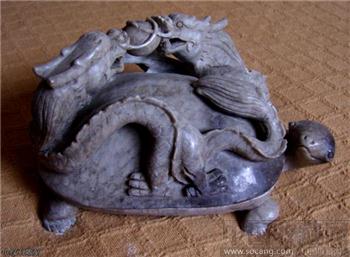 双龙戏珠砚台--龟纹石-收藏网