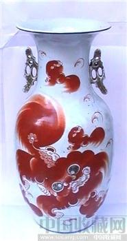 清末民初 太师少宝双耳花瓶-收藏网