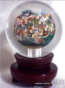 直径13厘米的内画水晶球《百子图-收藏网