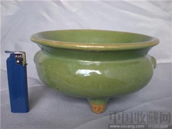 清 龙泉窑 青绿釉香炉-收藏网
