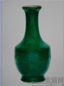 清 绿釉花瓶-收藏网