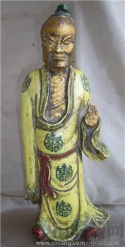 清德化窑红绿彩漆金达摩像-收藏网
