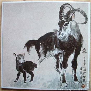 瓷板画-羊-爱-收藏网