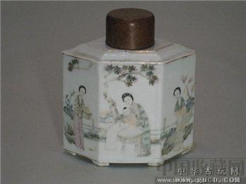 民国名家范子庭美女六边型茶叶罐 -收藏网