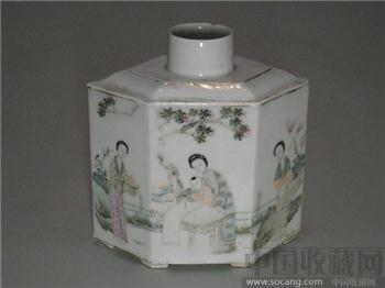 民国精品美女六边型茶叶罐 -收藏网