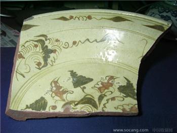 元 磁州窑红褐彩绘纹盆瓷片标本 *保真包老*-收藏网