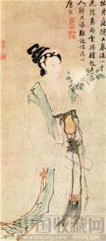 串珠画仿《唐伯虎人物画》-收藏网