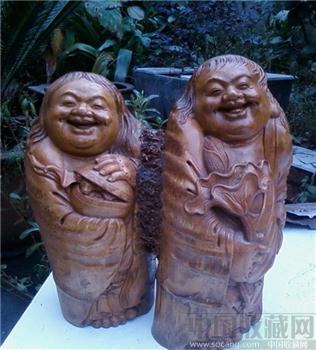 工艺美术师王永平先生作品：竹根雕随形人物《和合二仙》 ！ -收藏网