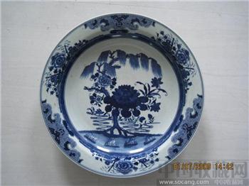 “大清康熙年制”楷书款青花花卉纹大盘-收藏网
