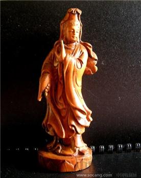 黄杨木雕观音立像-收藏网