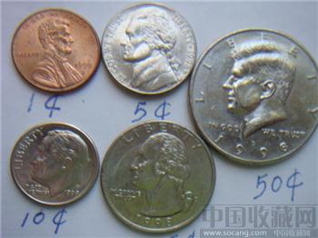 美国硬币系列之1998年1美分5美分10美分25美分和50美分-收藏网