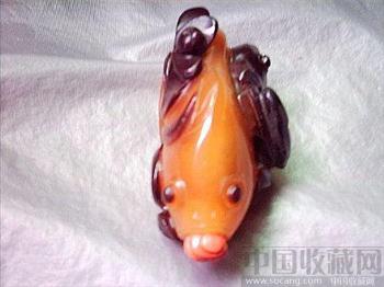  [清]玛瑙堆贴鱼藻纹鼻烟壶o-收藏网