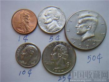 美国硬币系列之1997年1美分5美分10美分25美分和50美分-收藏网