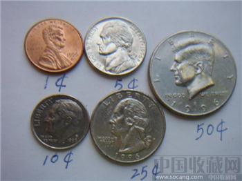 美国硬币系列之1996年1美分5美分10美分25美分和50美分-收藏网
