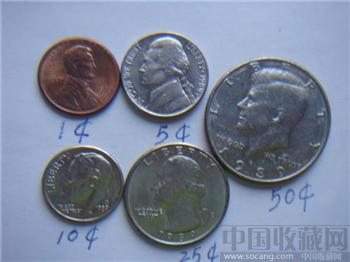 美国硬币系列之1989年1美分5美分10美分25美分和50美分-收藏网
