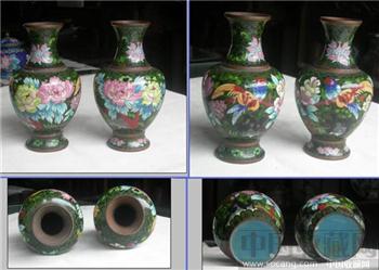 景泰蓝花卉纹瓶（一）-收藏网