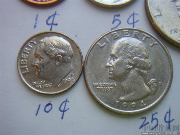 美国硬币系列之1994年1美分5美分10美分25美分和50美分