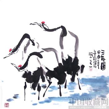 中国国画家协会理事---刘宏伟真迹--《三友图》（四尺斗方）-收藏网