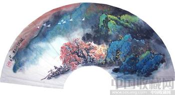 中国美协会员、一级美术师---朱安生真迹---扇面山水精品-收藏网