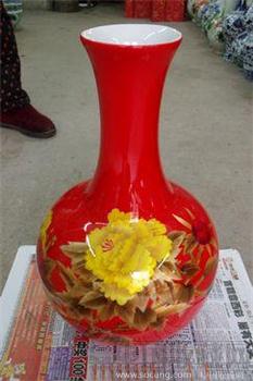 中国红天球瓶-收藏网