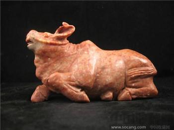 寿山石摆件※金牛献瑞※高山马肉红石 -收藏网