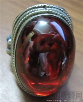 银胎珐琅镶嵌红宝石戒指-收藏网