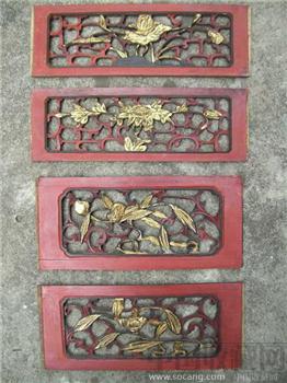 清：木雕花板  “池 上 芙 蓉”-收藏网