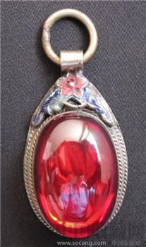 银胎掐丝珐琅镶嵌红宝石-收藏网