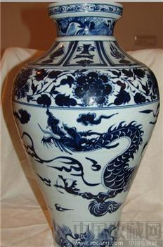 青花云龙纹广口瓶（元代）-收藏网