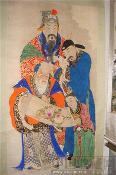 民国时期的民俗画画的是福禄寿三星-收藏网