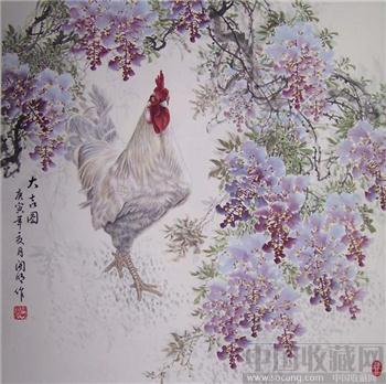 著名花鸟画家---李开明真迹---《大吉图》（四尺斗方）-收藏网