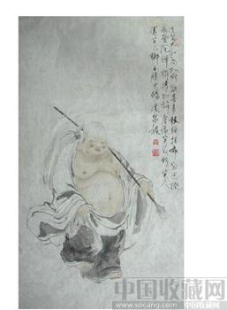 ◢焱煌轩◣著名画家周昌谷布袋和尚人物画画芯-收藏网