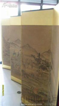 包老拍卖民国时期日本山水人物特大屏风6折6面一套全 -收藏网