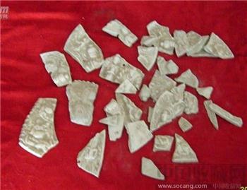 高密出土宋代白陶飞天残片，有人物图案大小36块-收藏网