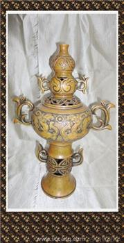 【德宝屋】宗教用品铜器摆件 香炉 葫芦纯铜葫芦 佛教葫芦熏香炉-收藏网