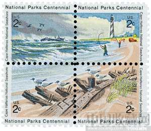 美国国家海滨公园邮票一套四联方(1972年邮票)-收藏网