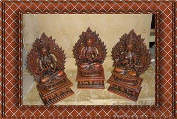 【德宝屋】宗教用品铜器摆件 纯铜杜母（三件组） 纯铜杜母佛像 -收藏网