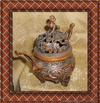 【德宝屋】宗教用品摆件 纯铜猴子盖香炉 熏香炉 做工精美别致 -收藏网
