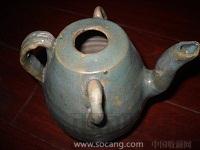 唐代绿釉双系酒壶-收藏网