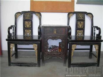 清中期汉文椅子和茶几-收藏网