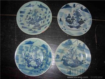 青花瓷山水盘-收藏网