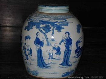 四妃十六子青花罐-收藏网